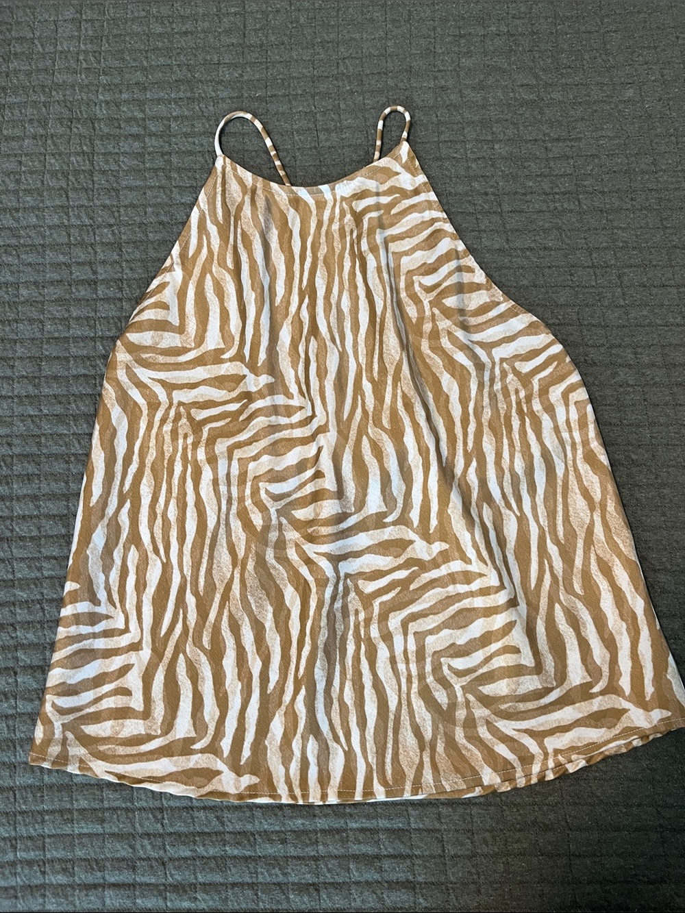 Banana Republic White and Tan Zebra Print Silk Tank